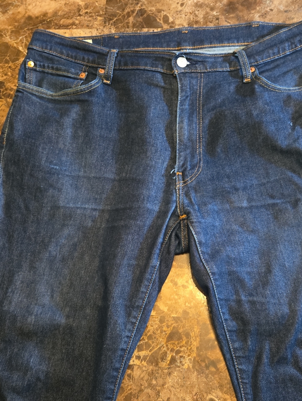 Levis Premium 514 Jeans Mens 38x32 Straight Fit Distressed‎ Big E